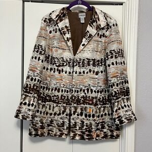 Chicos 100% Silk Blazer Jacket Size 1 Medium Size 8-10